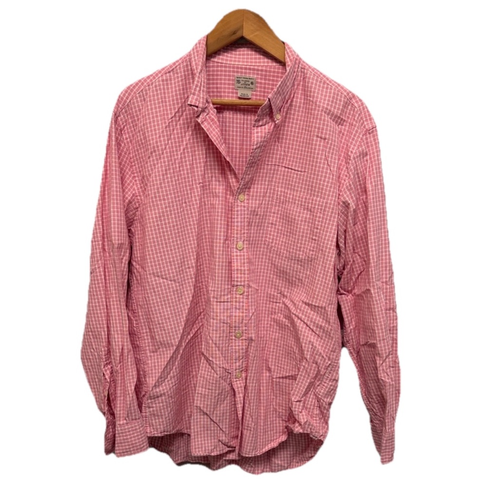 J Crew Men's Pink Checkered Shirt Gingham Size XL Preppy Office Teacher Academia - Picture 3 of 9